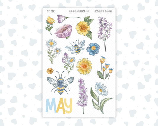 Kit 0265 - Clipart - For Planners | Notebooks | Journals - May - Honeybee Sky