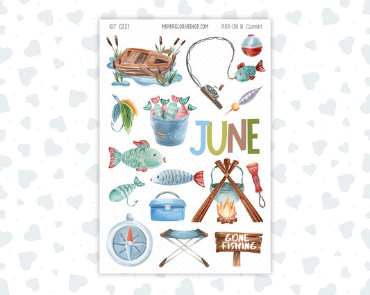 Kit 0221 - Clipart - For Planners | Notebooks | Journals - June - Gone Fishing