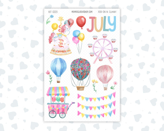 Kit 0225 - Clipart - For Planners | Notebooks | Journals - July - Carnival Joy