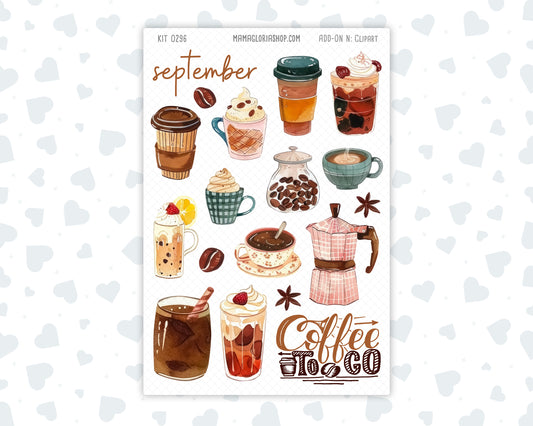 Kit 0296 - Clipart - For Planners | Notebooks | Journals - September - Coffee Break