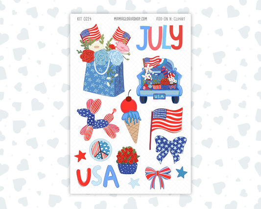 Kit 0224 - Clipart - For Planners | Notebooks | Journals - July - Patriotic Parade