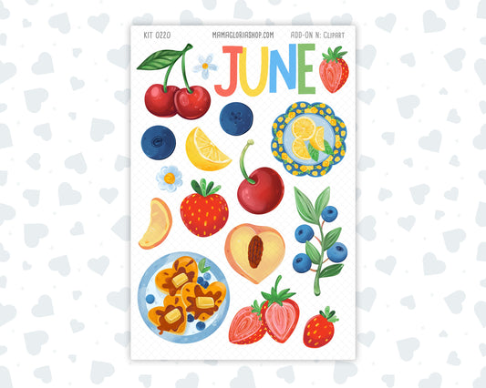 Kit 0220 - Clipart - For Planners | Notebooks | Journals - June - June Berries