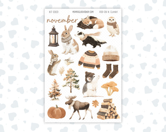 Kit 0303 - Clipart - For Planners | Notebooks | Journals - November - Into The Woods