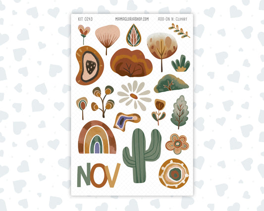 Kit 0243 - Clipart - For Planners | Notebooks | Journals - November - Boho Autumn