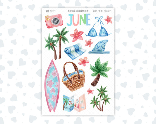 Kit 0222 - Clipart - For Planners | Notebooks | Journals - June - Beach Day