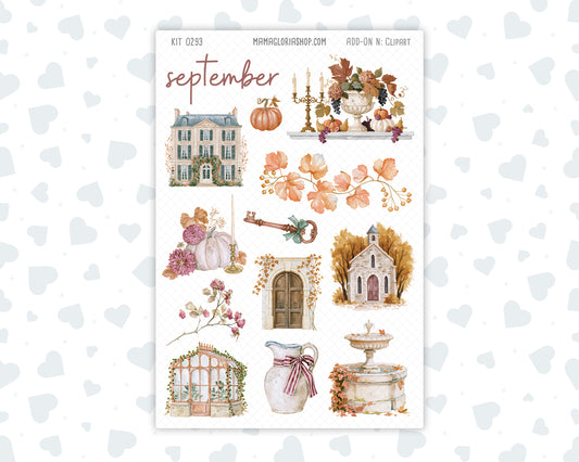 Kit 0293 - Clipart - For Planners | Notebooks | Journals - September - Fleur de Provence