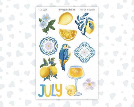 Kit 0274 - Clipart - For Planners | Notebooks | Journals - July - Sunny Lemon Shore