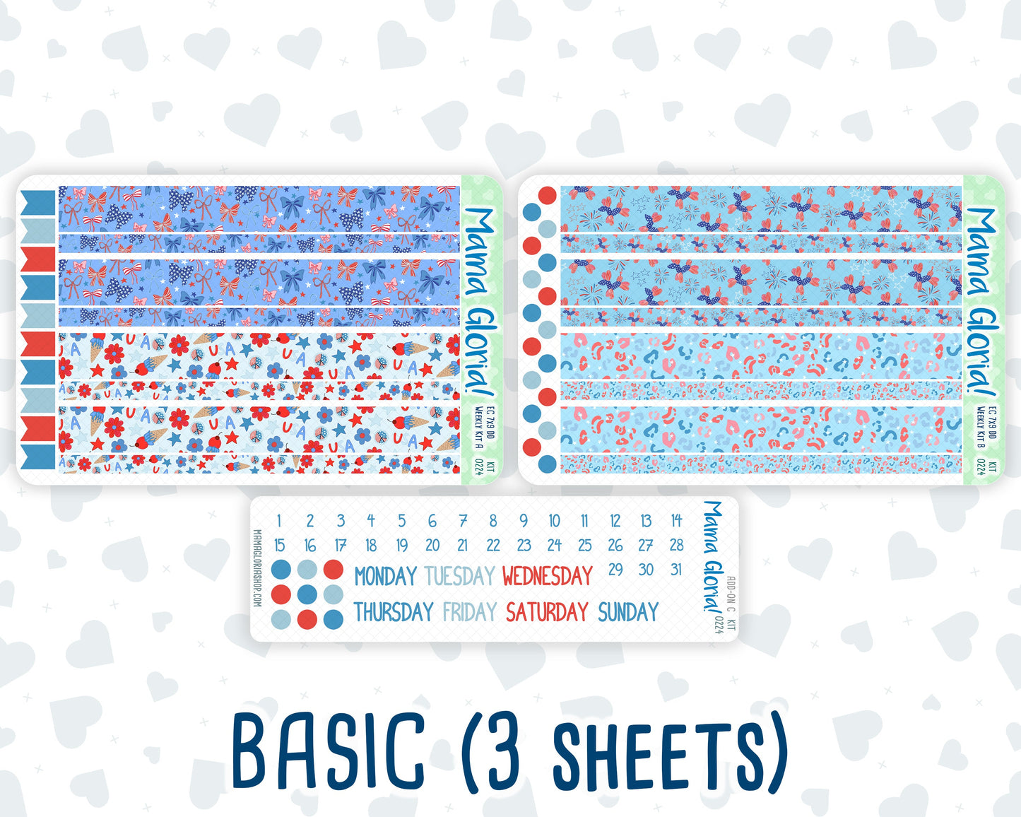 Kit 0224 - 7x9 - Daily Duo - Weekly Kit - July - Patriotic Parade