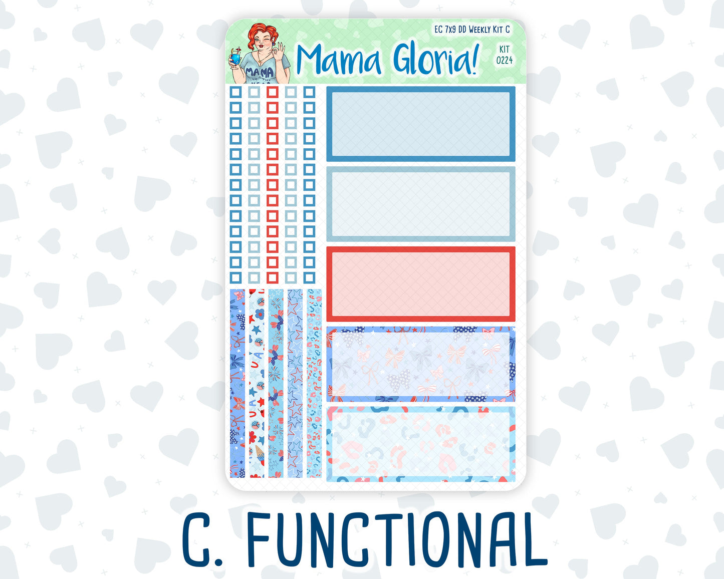 Kit 0224 - 7x9 - Daily Duo - Weekly Kit - July - Patriotic Parade