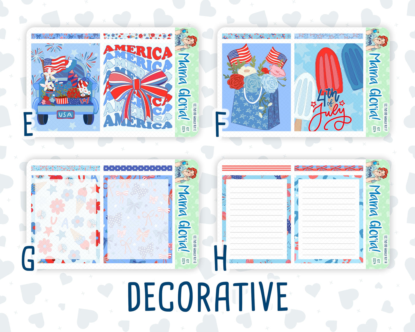 Kit 0224 - 7x9 - Daily Duo - Weekly Kit - July - Patriotic Parade