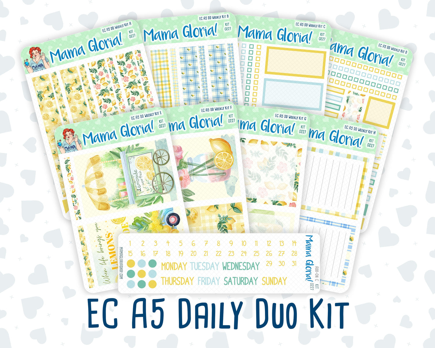 Kit 0227 - A5 - Daily Duo - Weekly Kit - July - Lemon Grove