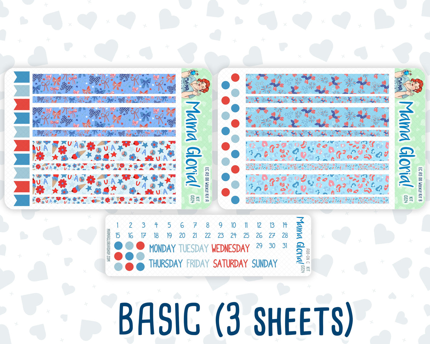 Kit 0224 - A5 - Daily Duo - Weekly Kit - July - Patriotic Parade
