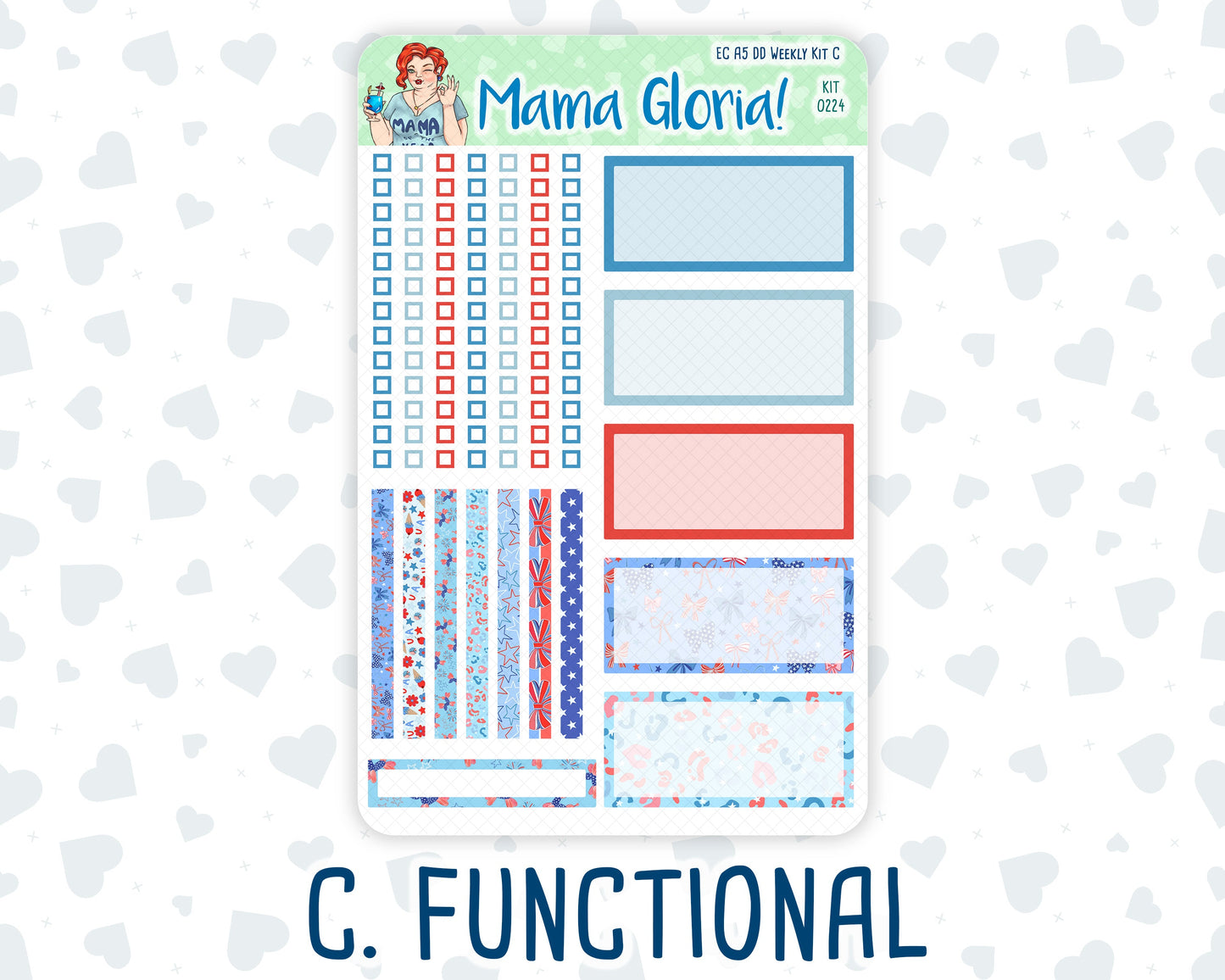 Kit 0224 - A5 - Daily Duo - Weekly Kit - July - Patriotic Parade