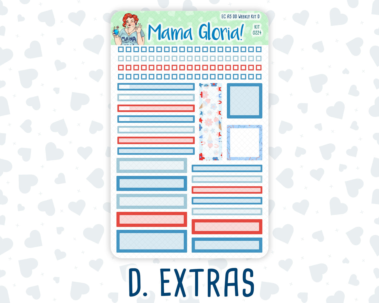 Kit 0224 - A5 - Daily Duo - Weekly Kit - July - Patriotic Parade