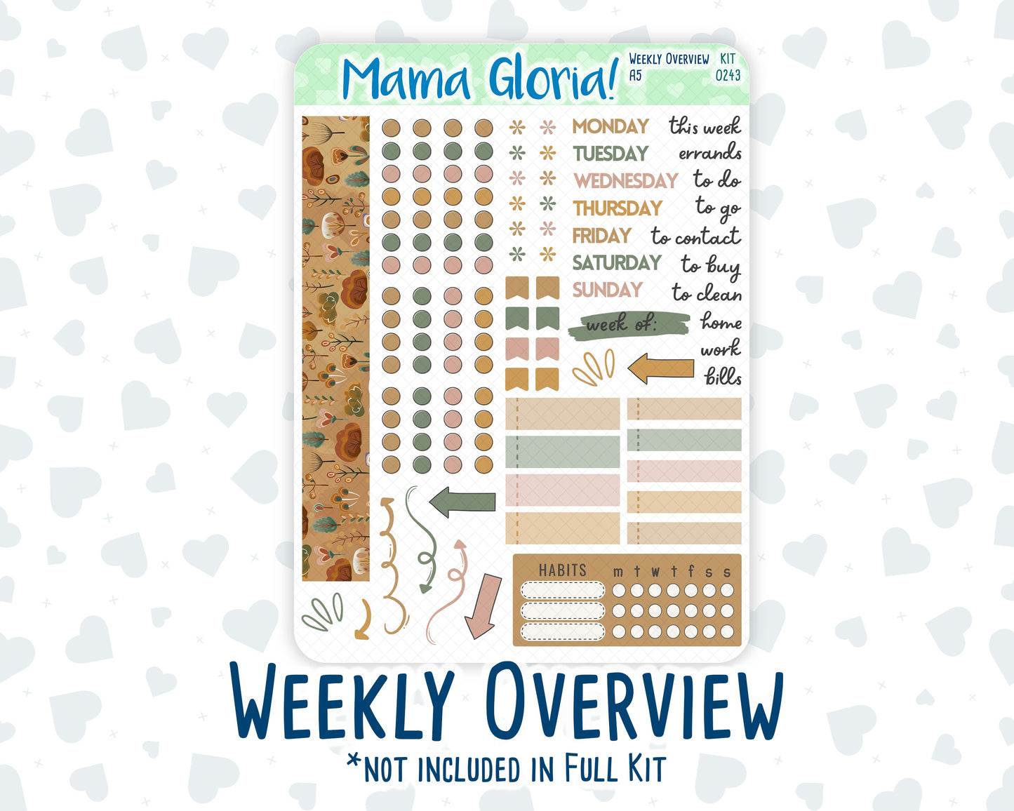 Kit 0243 - A5 - Daily Duo - Weekly Kit - November - Boho Autumn