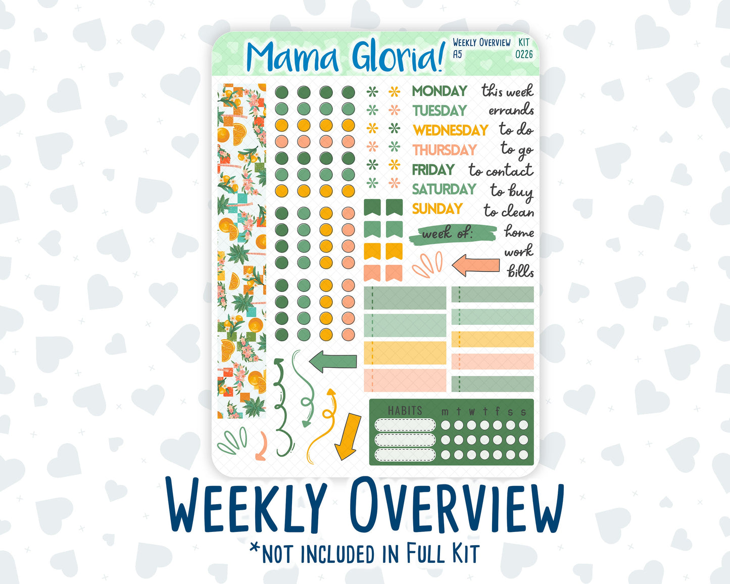 Kit 0226 - A5 - Daily Duo - Weekly Kit - July - Tropical Whimsy