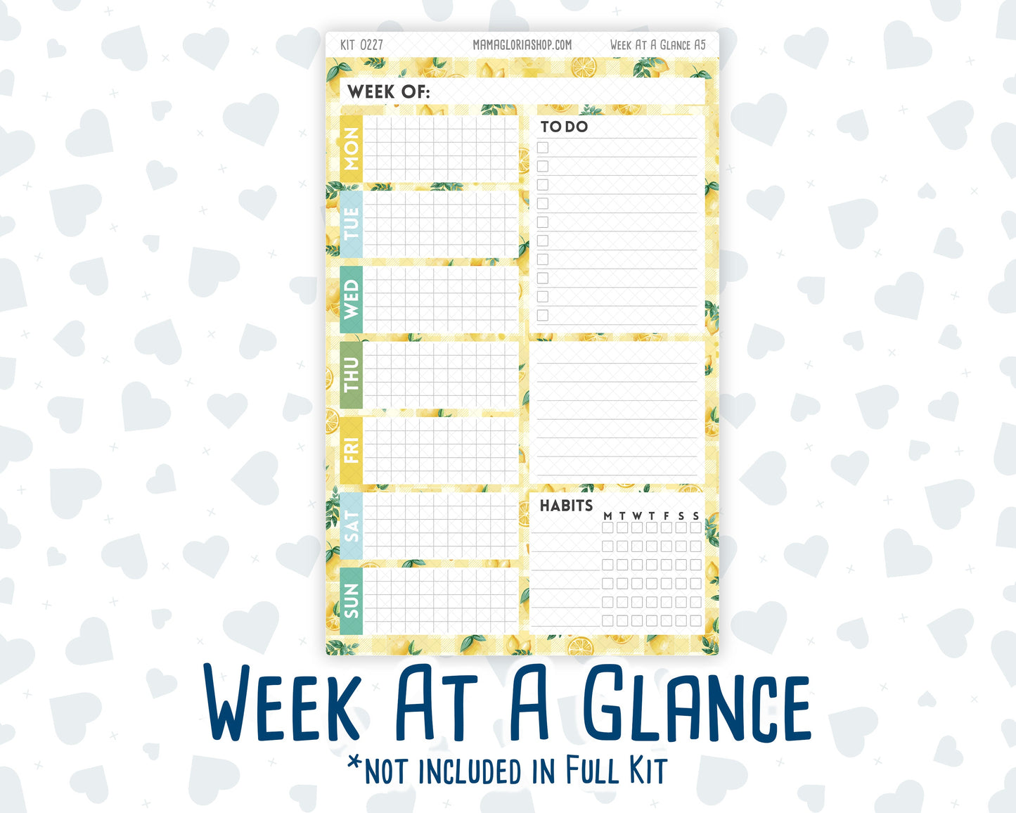 Kit 0227 - A5 - Daily Duo - Weekly Kit - July - Lemon Grove