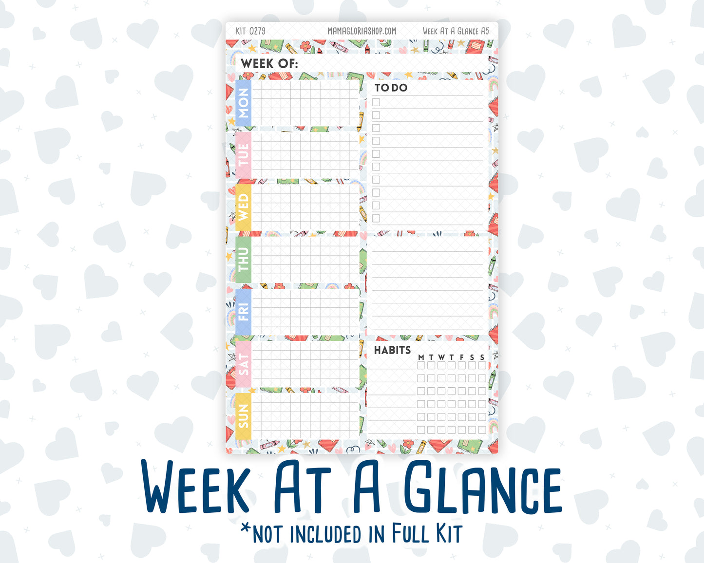 Kit 0279 - A5 - Daily Duo - Weekly Kit - August - Not Ready For School