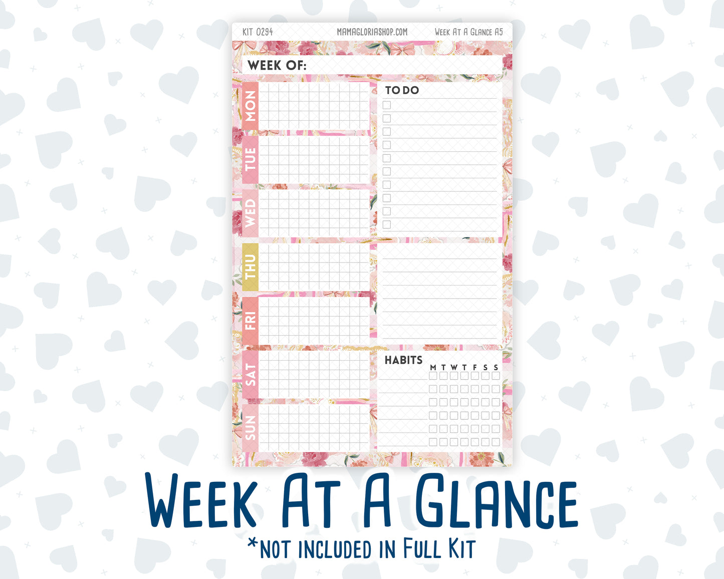 Kit 0294 - A5 - Daily Duo - Weekly Kit - September - Rosy Reveria