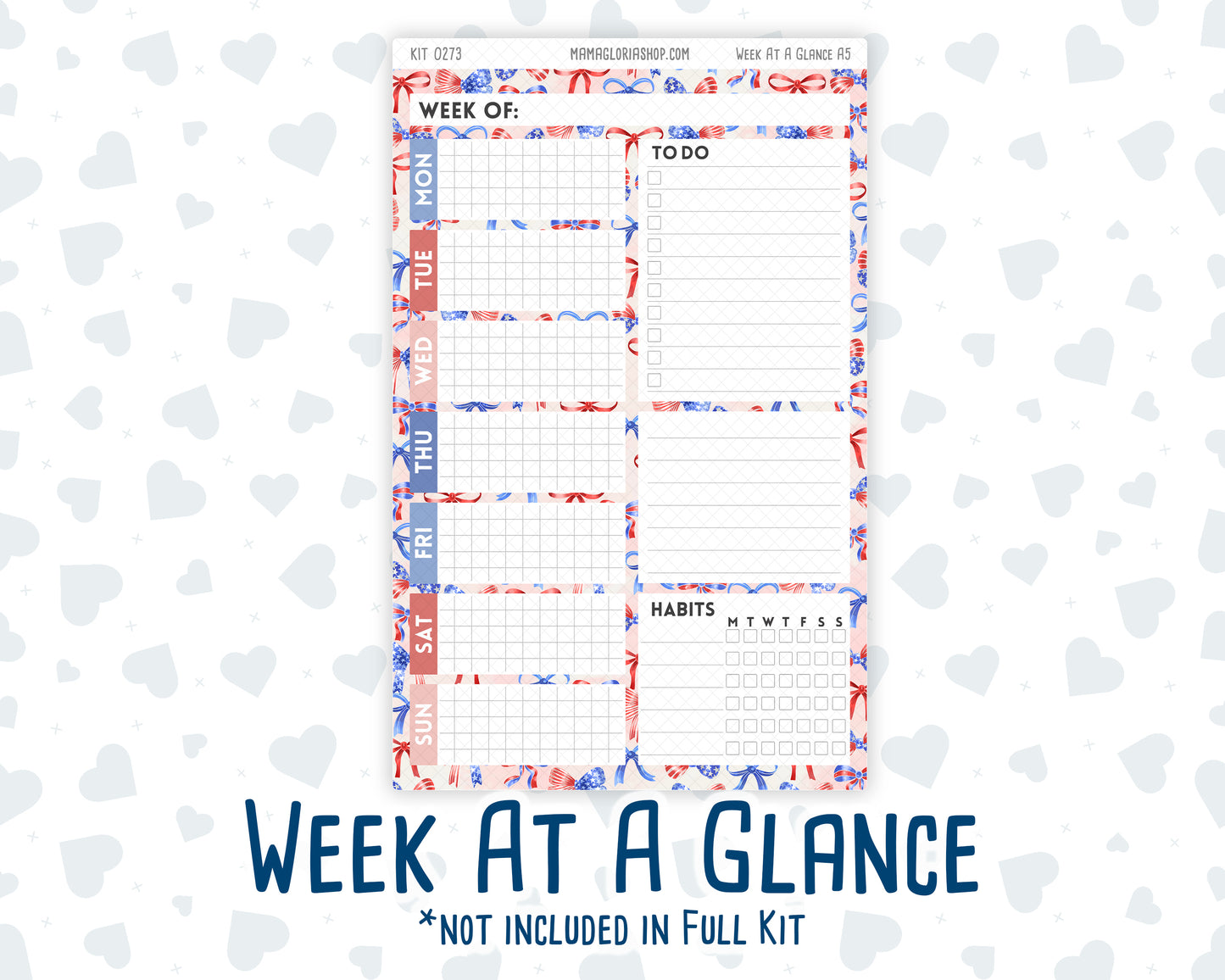 Kit 0273 - A5 - Daily Duo - Weekly Kit - July - Americana In Bloom