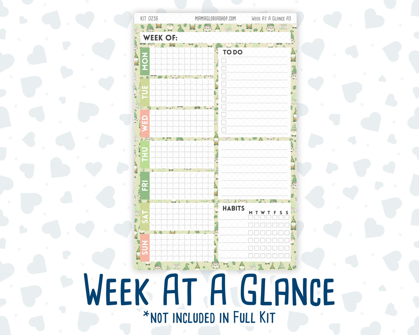 Kit 0256 - A5 - Daily Duo - Weekly Kit - March - Froggy Luck