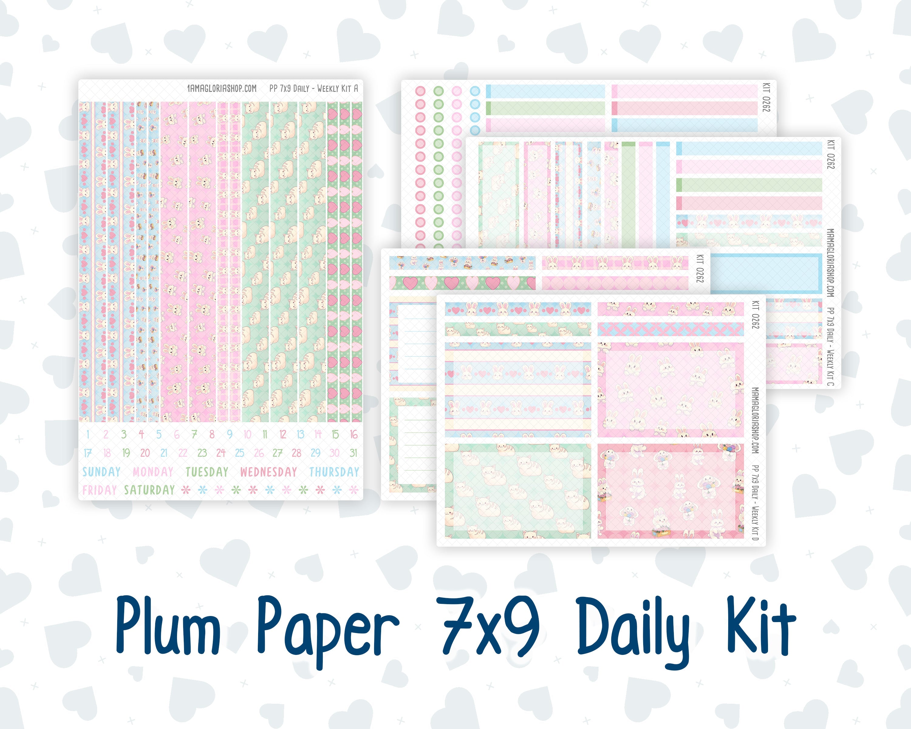 Kit 0262 - 7x9 - Plum Paper Daily - Weekly Kit - April - Spring Puffs ...
