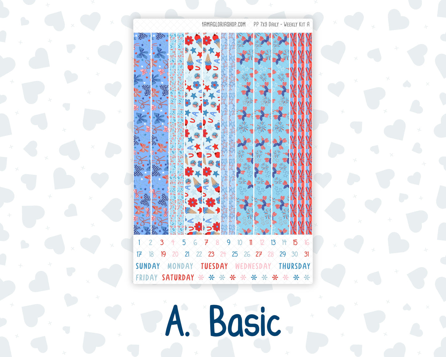 Kit 0224 - 7x9 - Plum Paper Daily - Weekly Kit - July - Patriotic Parade