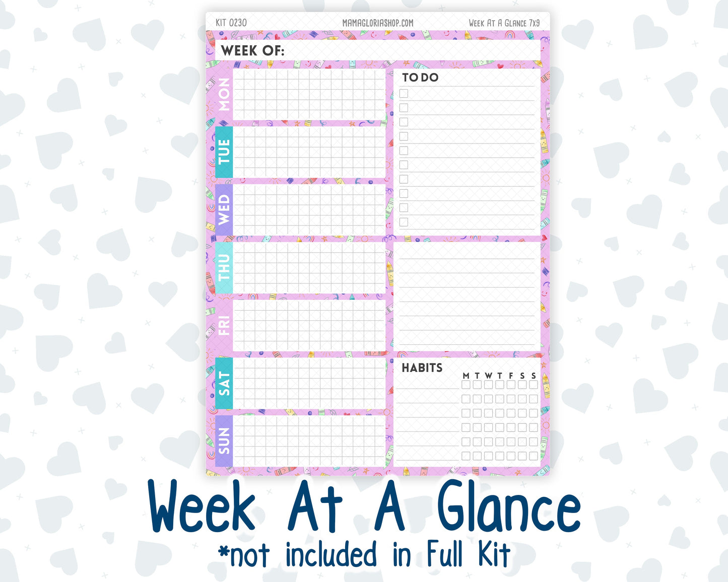 Kit 0230 - 7x9 - Plum Paper Daily - Weekly Kit - August - School Daze