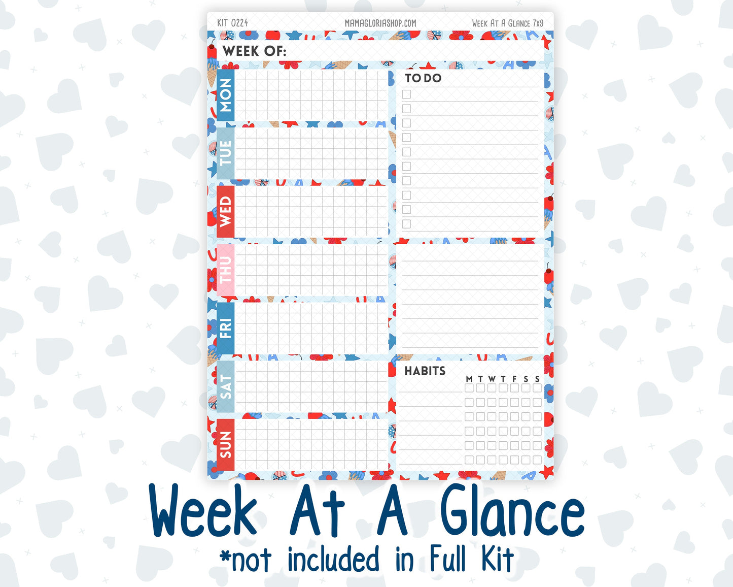 Kit 0224 - 7x9 - Plum Paper Daily - Weekly Kit - July - Patriotic Parade