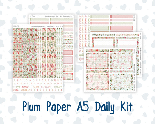 Kit 0308 - A5 - Plum Paper Daily - Weekly Kit - December - Knit & Holly