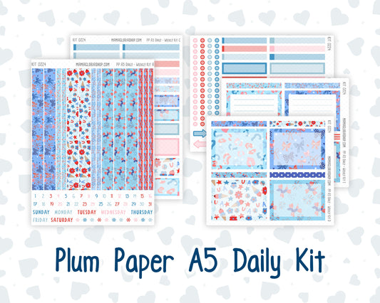 Kit 0224 - A5 - Plum Paper Daily - Weekly Kit - July - Patriotic Parade