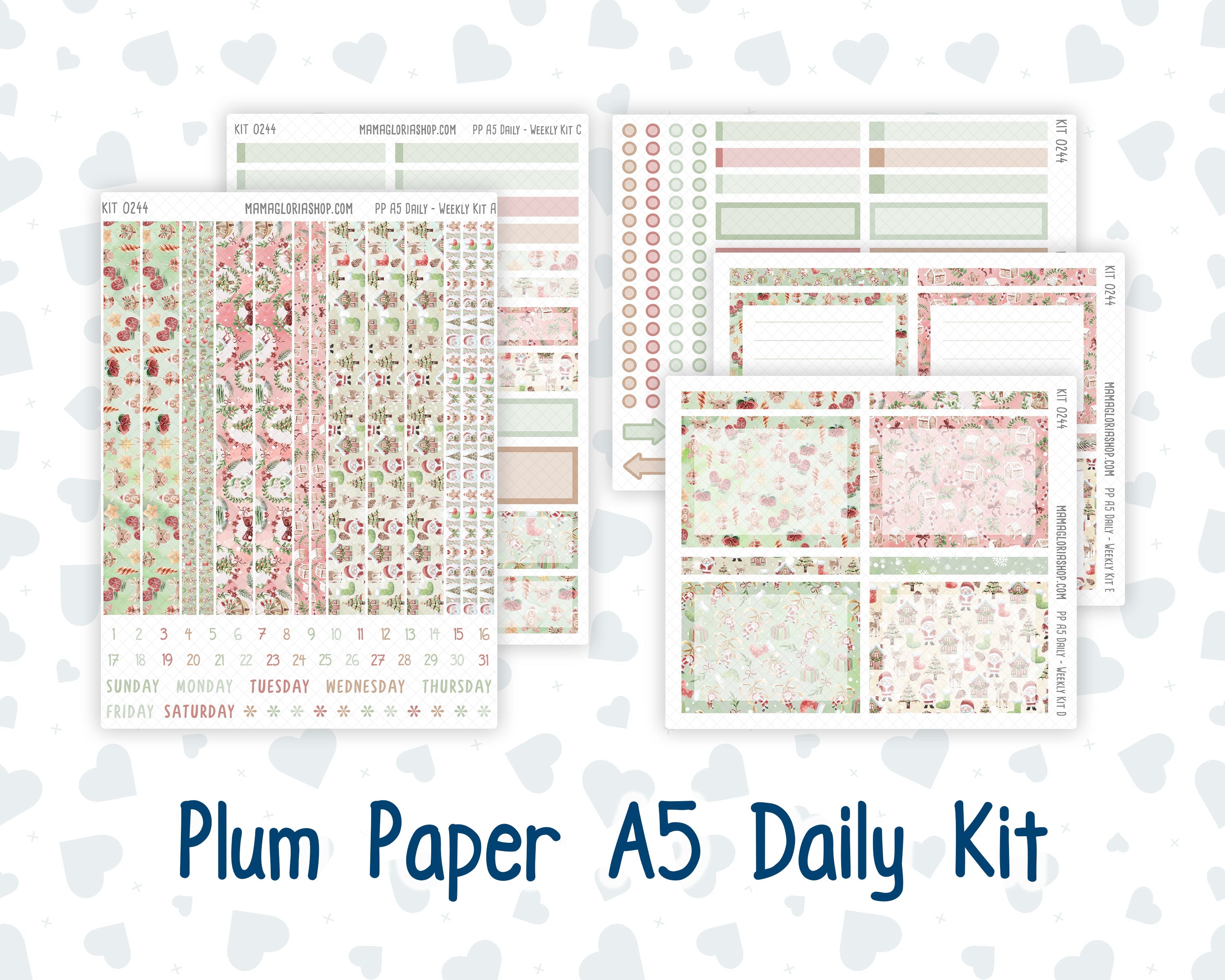 Kit 0244 - A5 - Plum Paper Daily - Weekly Kit - December - Santas Vill ...