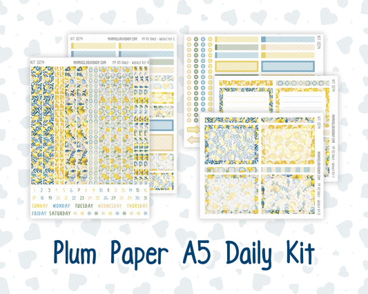 Kit 0274 - A5 - Plum Paper Daily - Weekly Kit - July - Sunny Lemon Shore