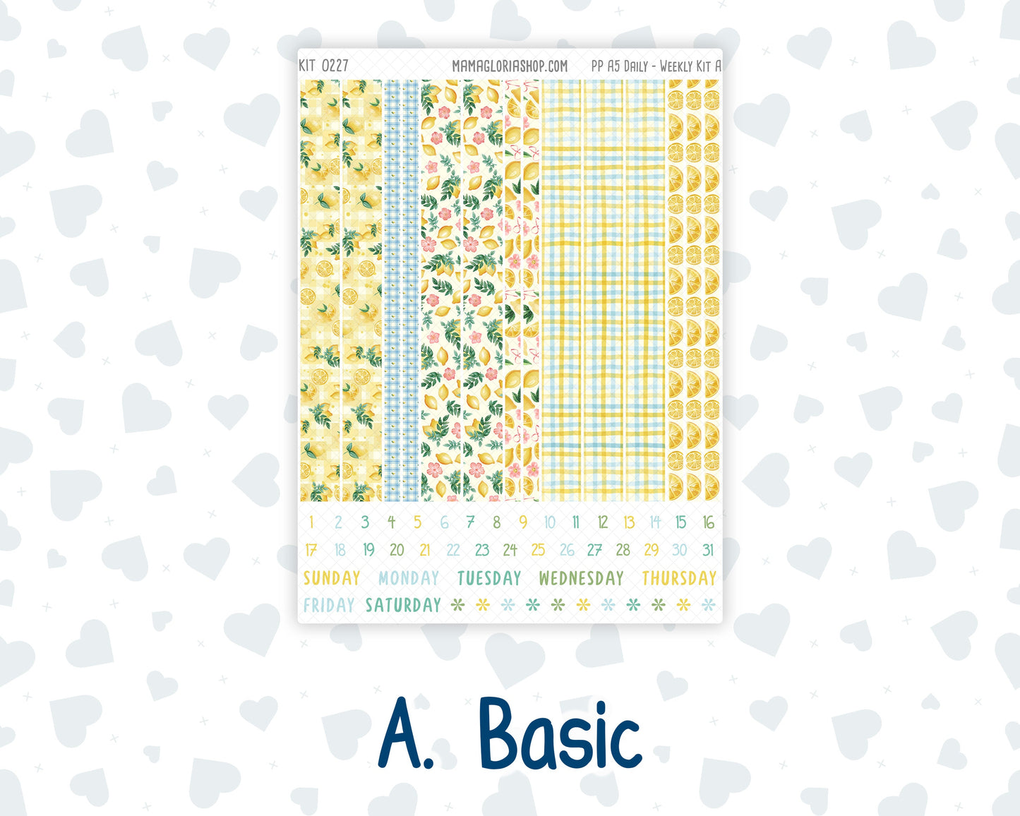 Kit 0227 - A5 - Plum Paper Daily - Weekly Kit - July - Lemon Grove