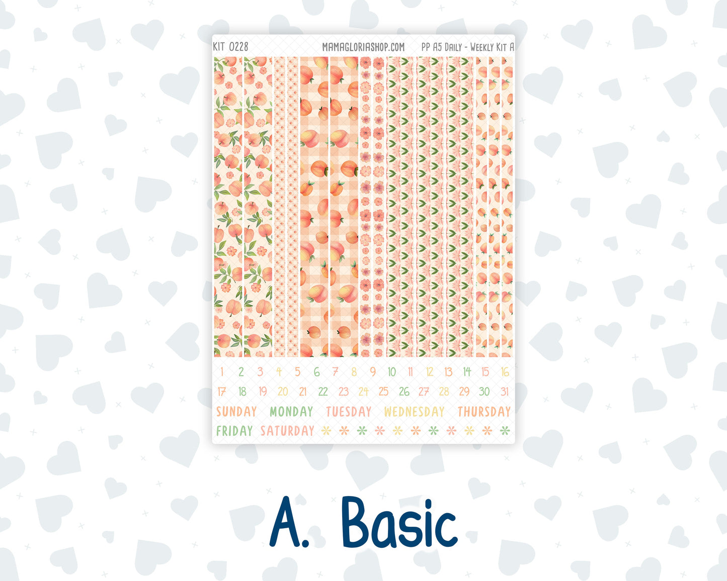 Kit 0228 - A5 - Plum Paper Daily - Weekly Kit - August - Just Peachy