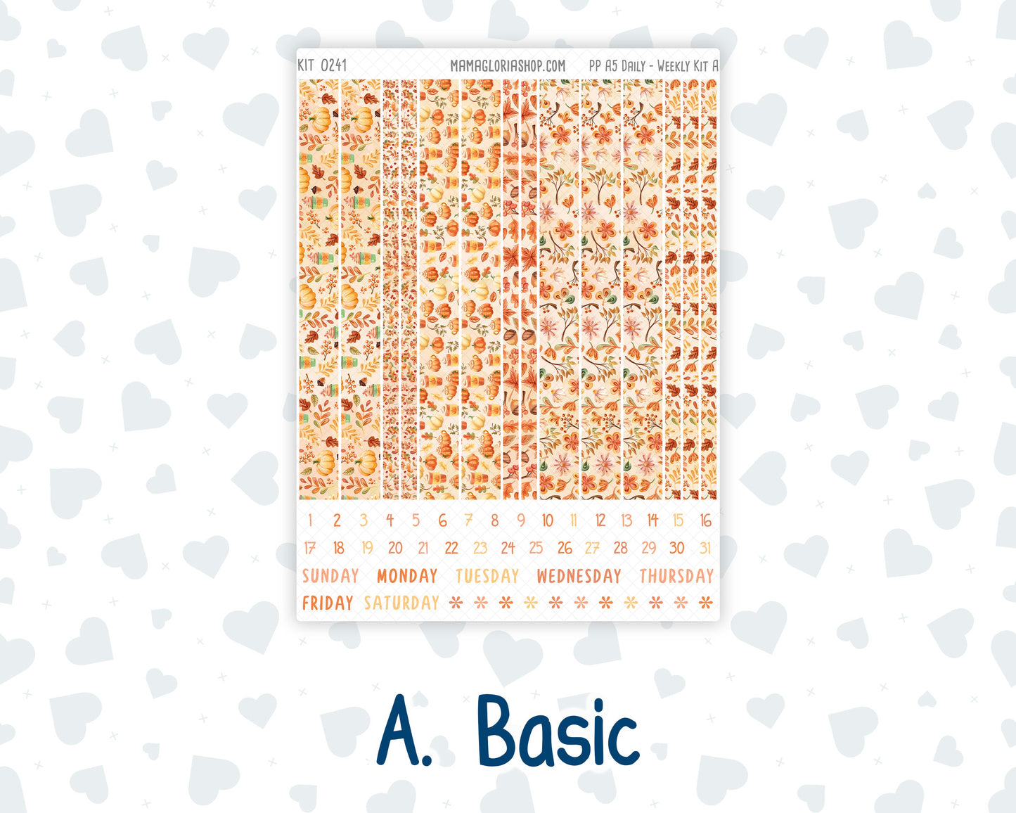 Kit 0241 - A5 - Plum Paper Daily - Weekly Kit - November - Pumpkin Latte