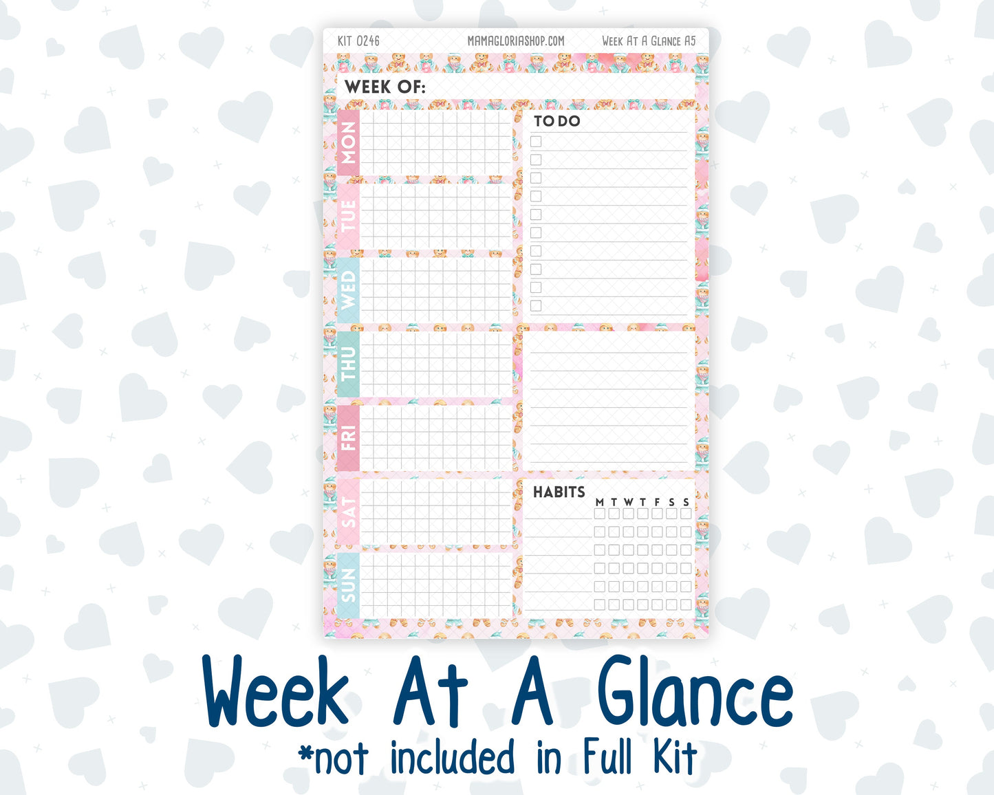 Kit 0246 - A5 - Plum Paper Daily - Weekly Kit - December - Gingerbread Sweets