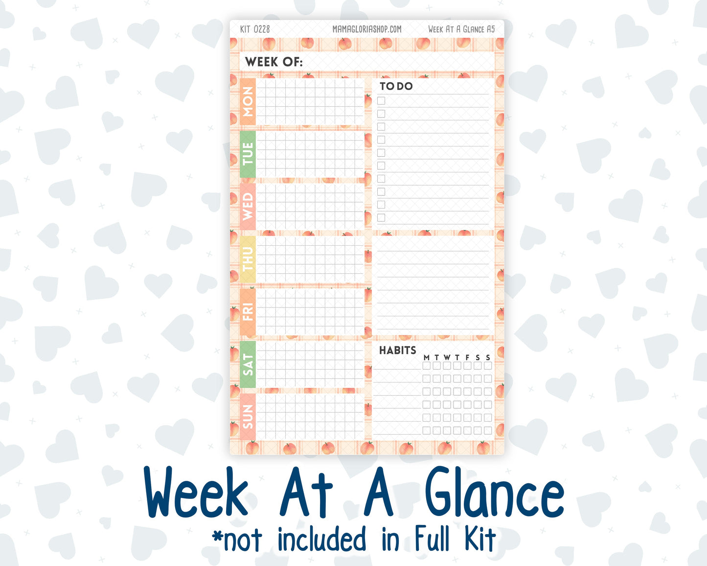 Kit 0228 - A5 - Plum Paper Daily - Weekly Kit - August - Just Peachy