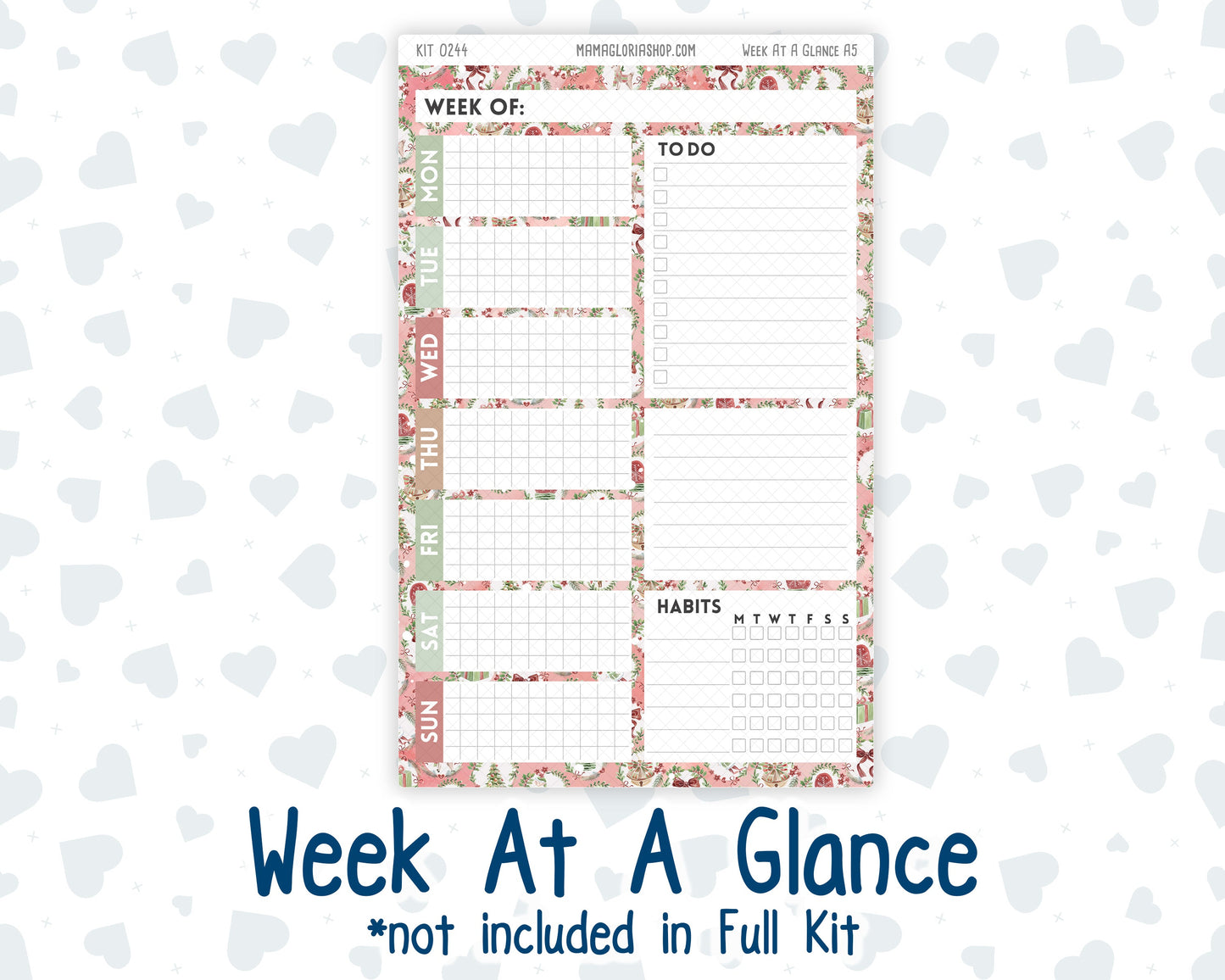 Kit 0244 - A5 - Plum Paper Daily - Weekly Kit - December - Santas Village
