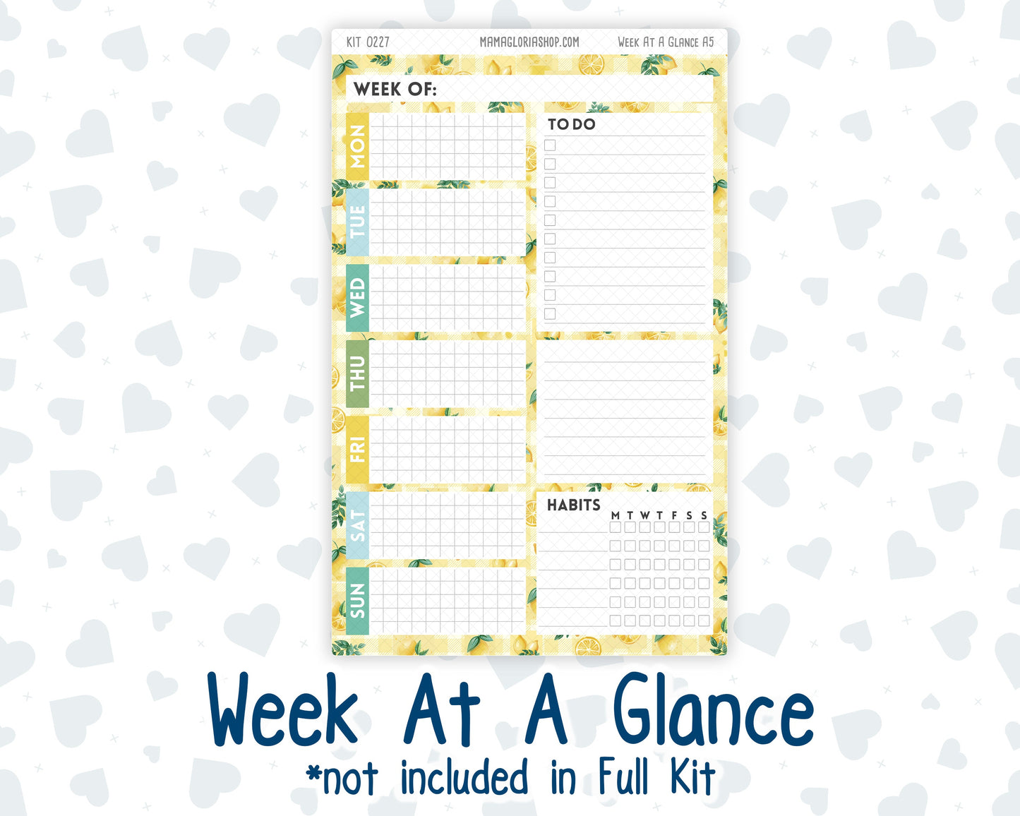 Kit 0227 - A5 - Plum Paper Daily - Weekly Kit - July - Lemon Grove