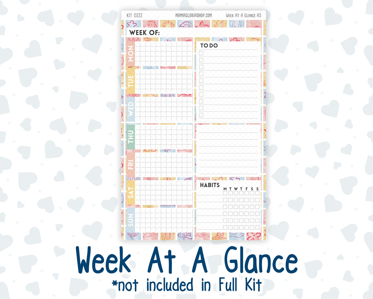 Kit 0222 - A5 - Plum Paper Daily - Weekly Kit - June - Beach Day