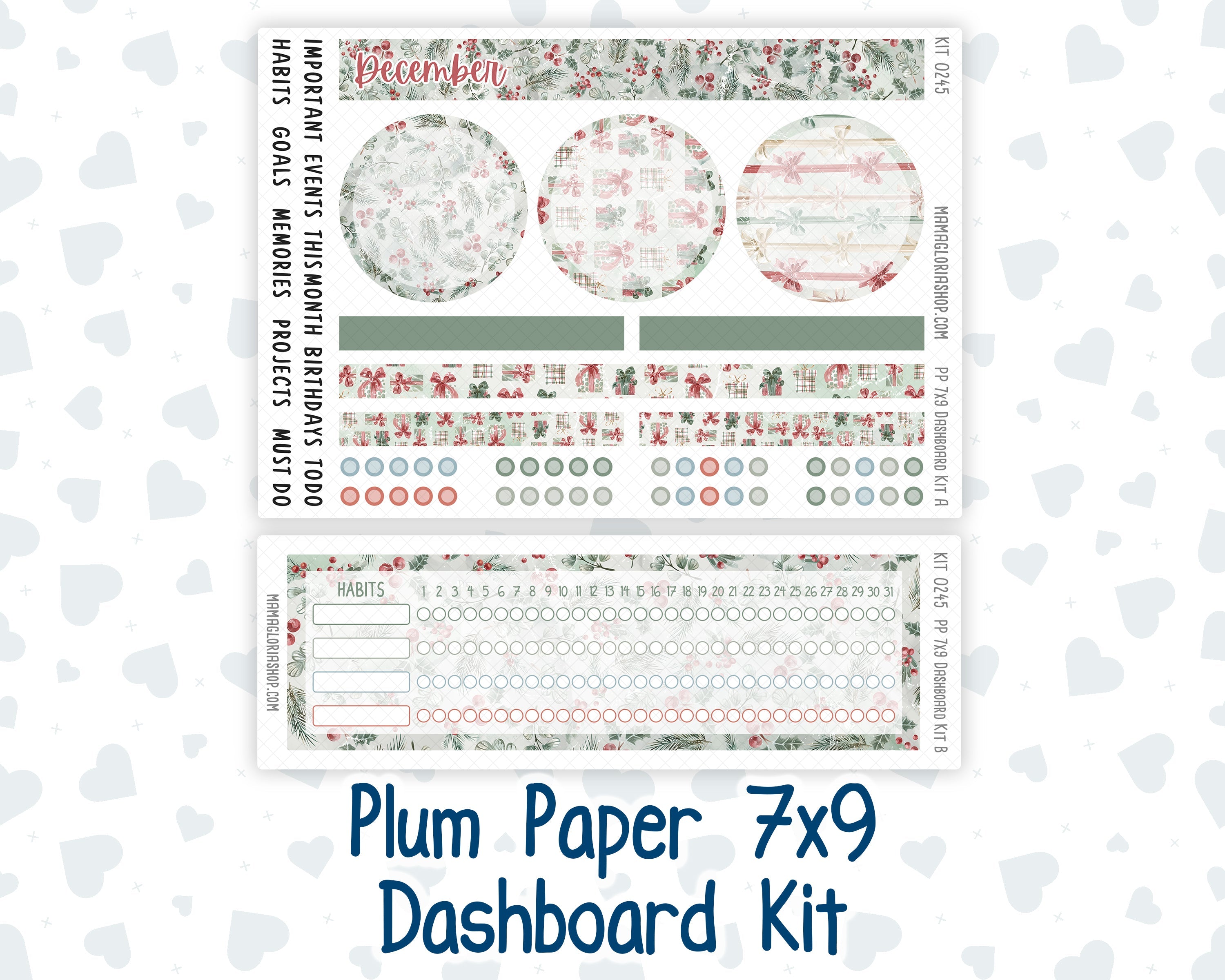 Kit 0245 - 7x9 - Plum Paper - Dashboard Kit - December - Vintage Chris ...