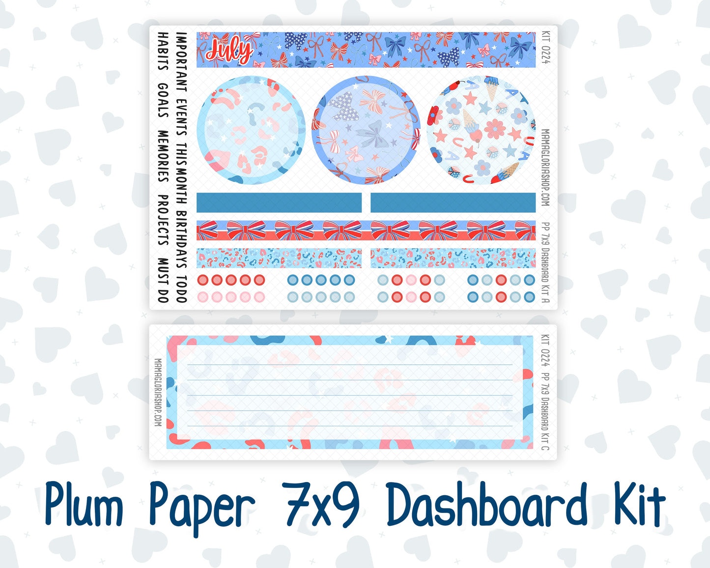 Kit 0224 - 7x9 - Plum Paper - Dashboard Kit - July - Patriotic Parade