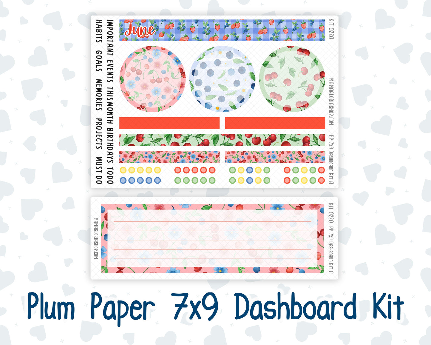 Kit 0220 - 7x9 - Plum Paper - Dashboard Kit - June - June Berries
