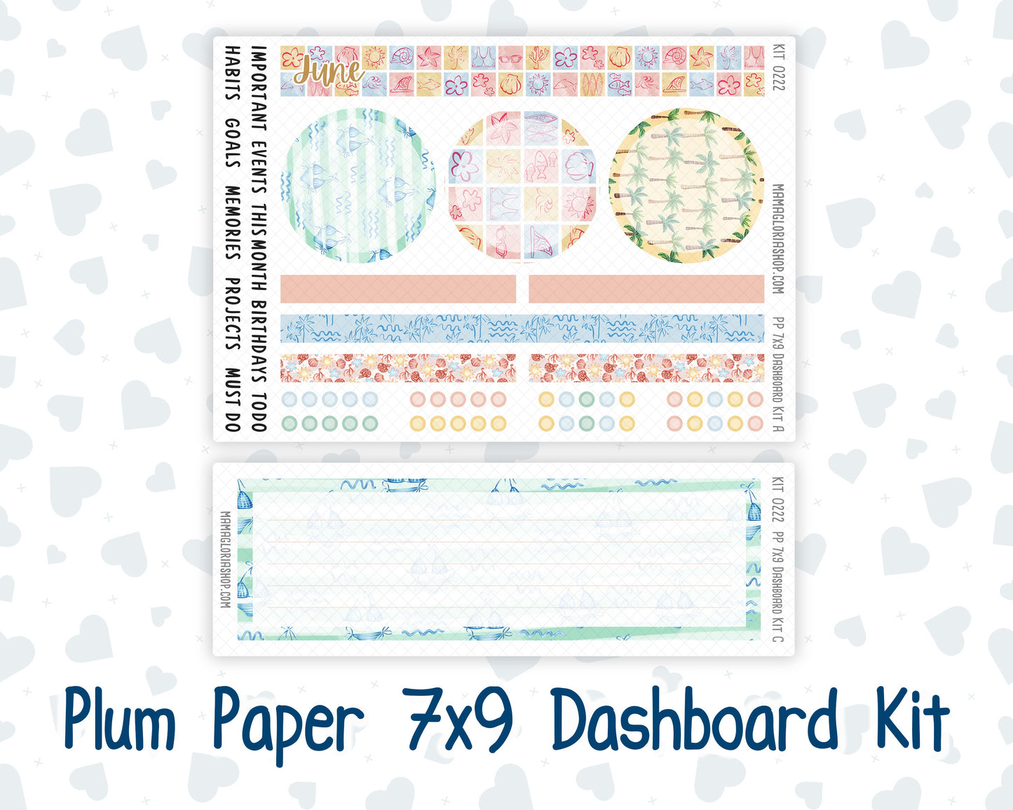 Kit 0222 - 7x9 - Plum Paper - Dashboard Kit - June - Beach Day