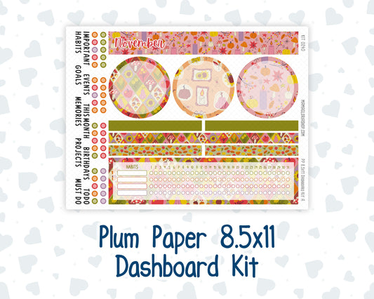 Kit 0240 - 8.5x11 - Plum Paper - Dashboard Kit - November - Cozy Thanksgiving