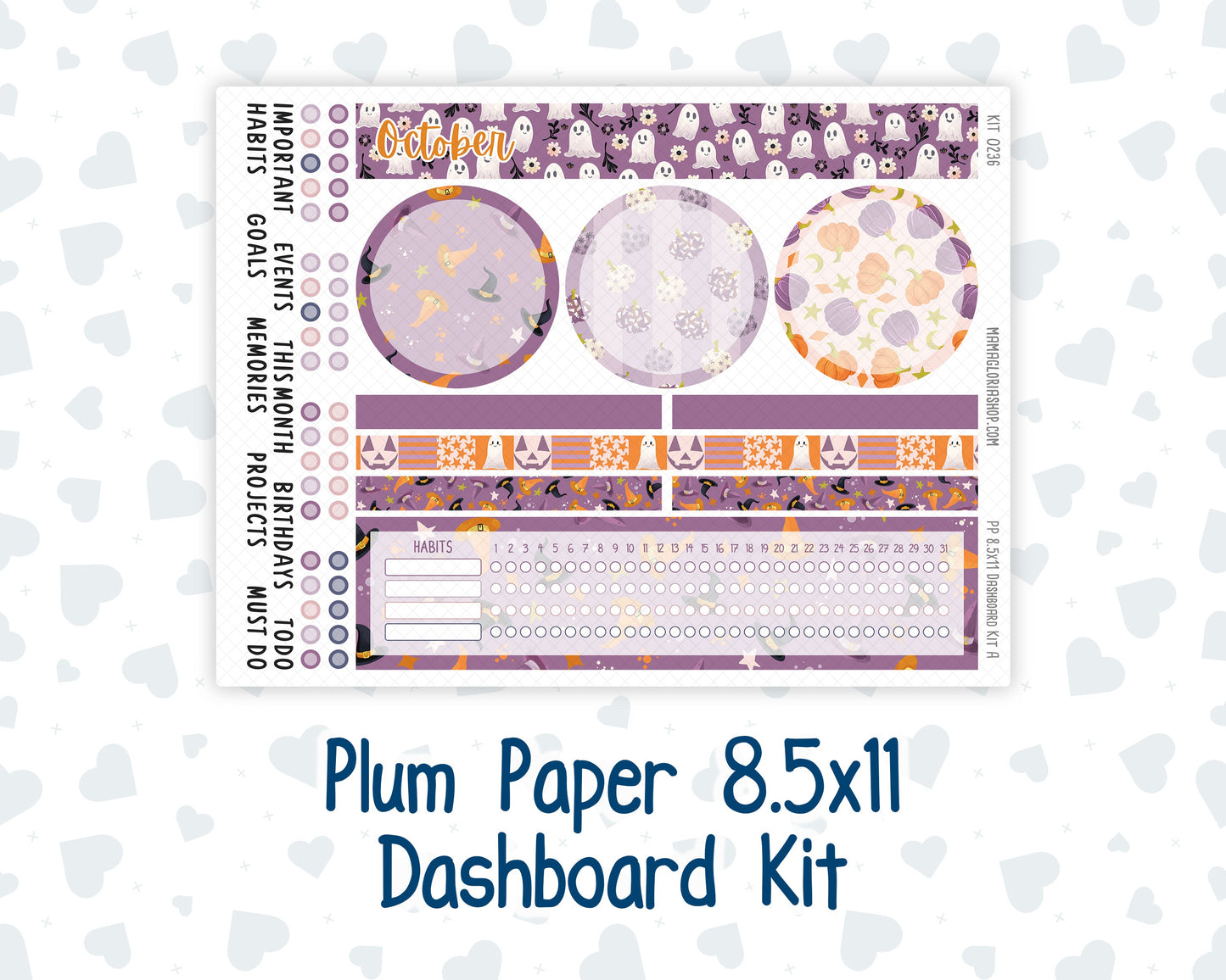Kit 0236 - 8.5x11 - Plum Paper - Dashboard Kit - October - Sweet & Spooky