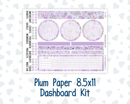 Kit 0263 - 8.5x11 - Plum Paper - Dashboard Kit - April - Lavender Drift