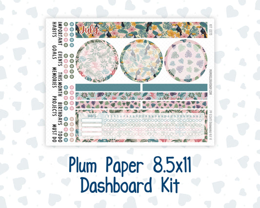 Kit 0275 - 8.5x11 - Plum Paper - Dashboard Kit - July - Tropical Safari Blush