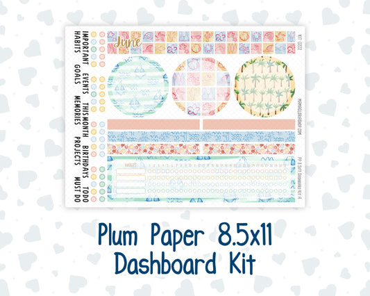 Kit 0222 - 8.5x11 - Plum Paper - Dashboard Kit - June - Beach Day